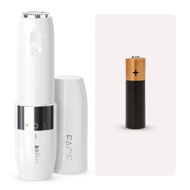 Braun Face Mini Hair Remover with an AA battery.