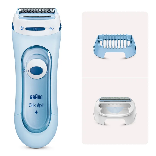 Braun Silk-épil electric shaver with trimming comb and massage cap.