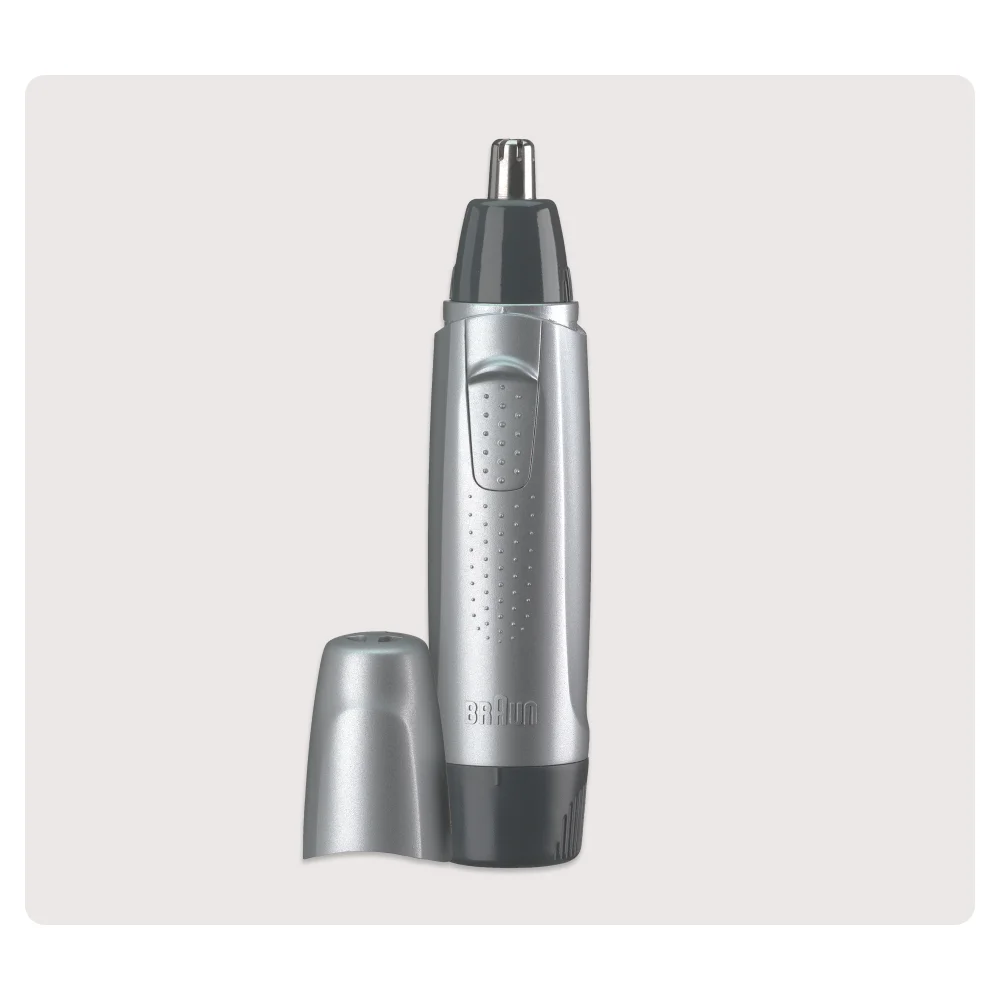 Braun nose and ear trimmer with its protective cap removed.