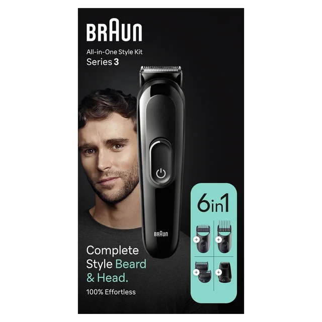 Braun All-In-One Trimmer Style Kit Series 3 MGK3410, 6-in-1 Grooming Kit