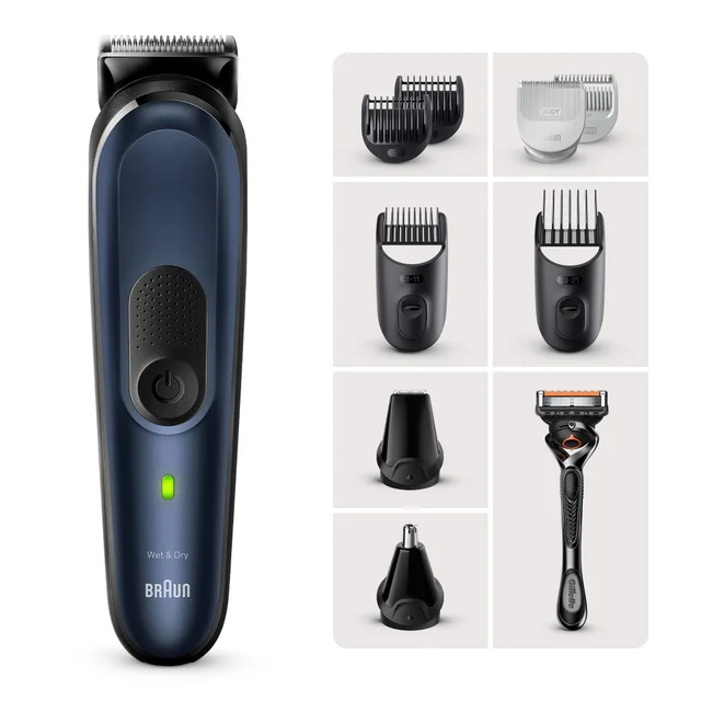 Braun Wet & Dry Multi-Grooming Kit, with combs, precision trimmer & Gillette razor.