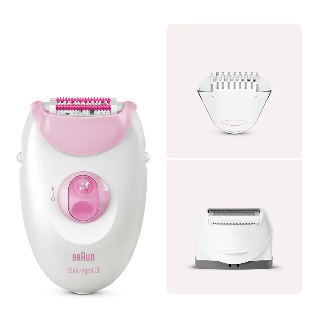Braun Silk-épil 3 epilator with additional shaver/trimmer head and protective cap.