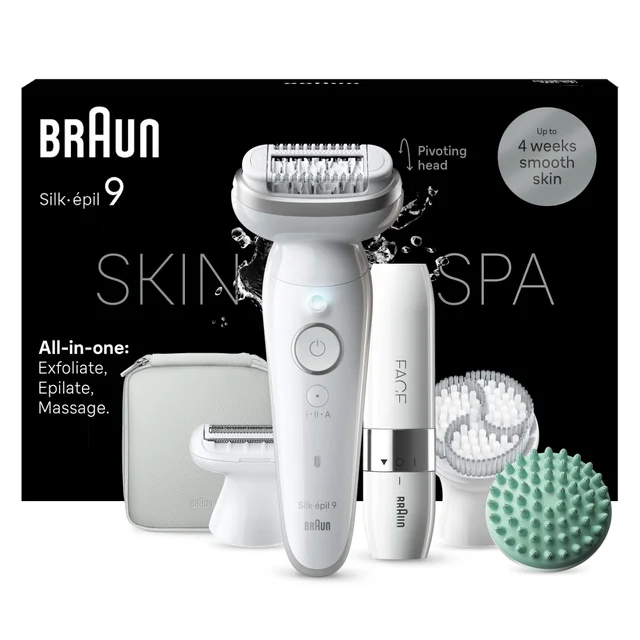 Product packaging of Braun Facial Epilator Model SES9- 381