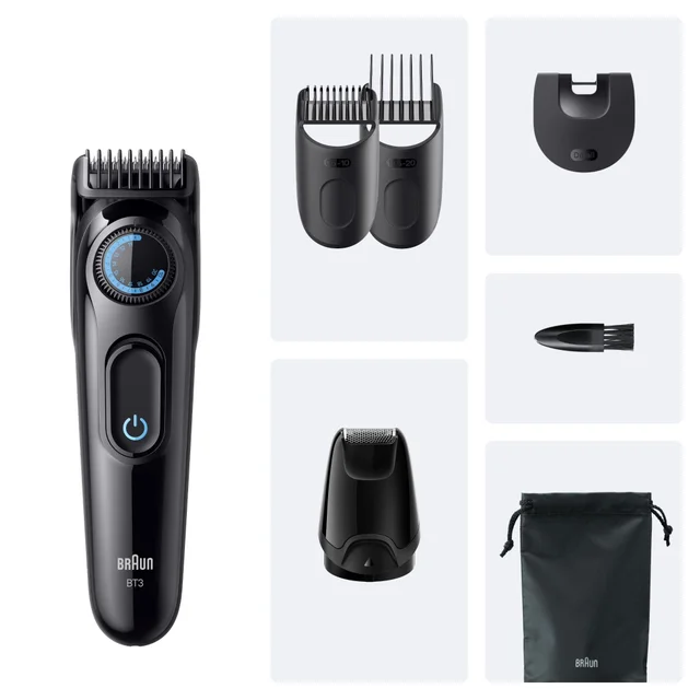 Braun BT3 beard trimmer with a full set of styling attachments.
