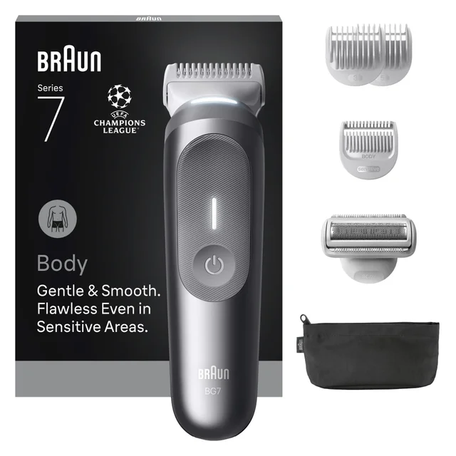 Braun Series 7 Body Groomer, with attachments, for gentle & smooth sensitive area grooming.