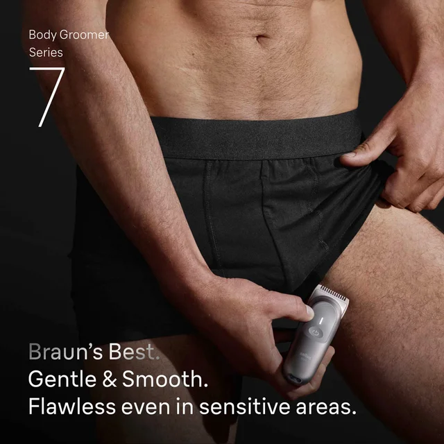 Braun Body Groomer Series 7 for gentle, smooth, flawless grooming in sensitive areas.