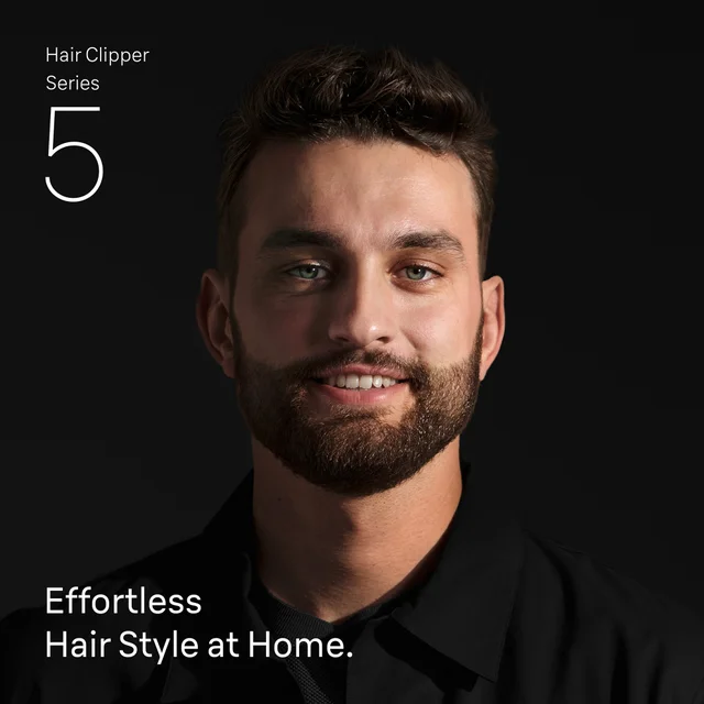 Braun Hair Clipper Series 5. Man with effortless hair style at home.