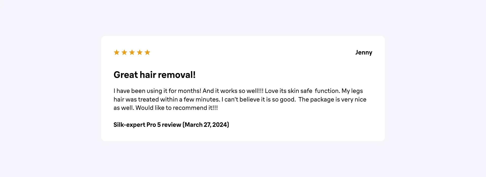 Great hair removal - image of customer review