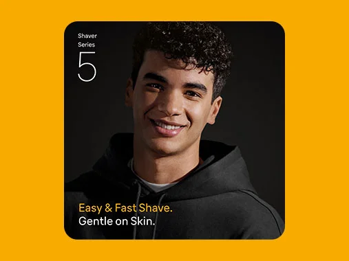 Clean shaven young man. Braun Series 5 for an easy and fast shave. Gentle on skin.