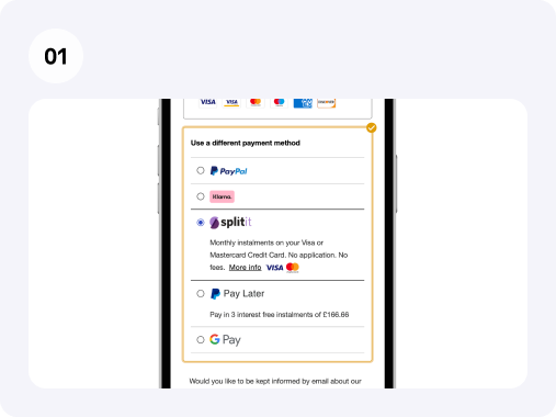 Image showing payment choices