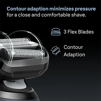 Braun Series 6 shaver replacement head. Contour adaptation minimizes pressure.